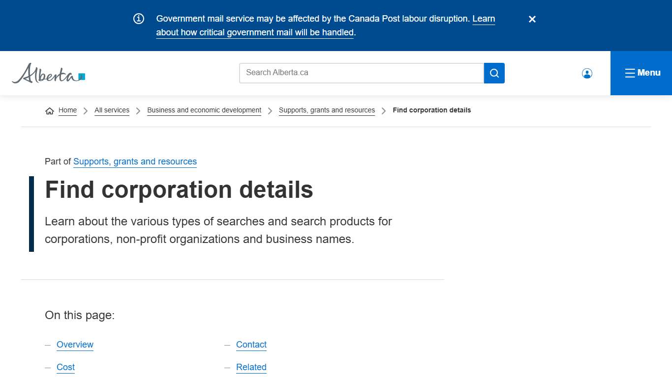 Find corporation details Alberta.ca