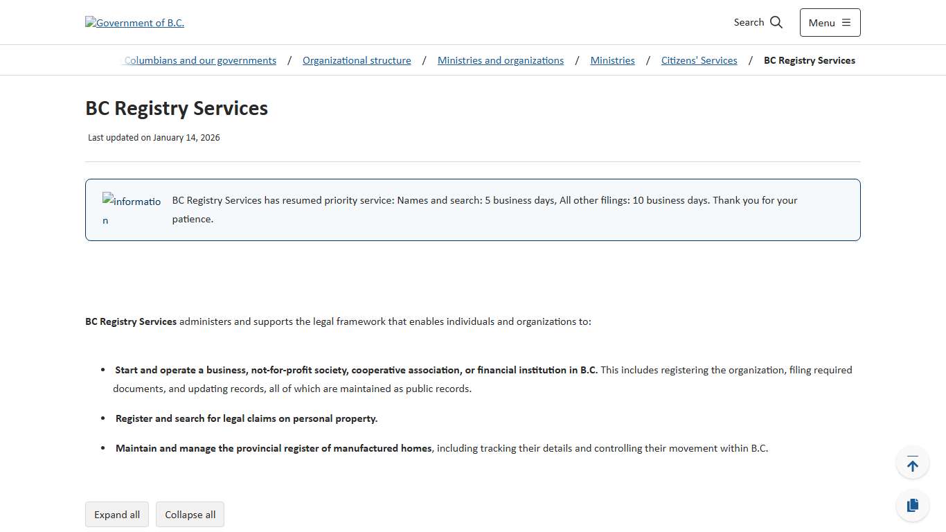 BC Registry Services - Province of British Columbia